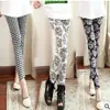 Moda Primavera y Otoño Estilo Coreano Seda de Leche Patrón de Espiga Cuadros Leggings Leggings Cortos Estampados de Puntos