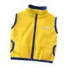 Chaleco polar para niños y niñas, terciopelo de doble cara, cuello alto, cierre de cremallera, prenda superior acolchada cálida para niños