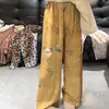 2026 Pantalones Nuevos de Algodón y Seda Verano Pantalones de Pijama de Algodón y Seda para Mujer Cintura Alta Pierna Ancha Estilo Delgado Se Pueden Usar Solos o Fuera de Casa Pantalones