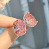 Collar Colgante de Aguamarina Paraíba Huevo de Paloma de Gama Alta Aretes de Diamante de Alto Carbono Anillo de Diamante Rosa Juego de Joyas para Mujer