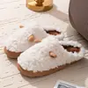 Pantuflas de algodón de invierno, lindas con orejas, para mujeres y hombres, cálidas de interior para parejas, zapatos de maternidad, pantuflas de felpa antideslizantes