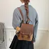 Nueva Moda Romántica Estilo Británico de Escuela Secundaria Mochila Pequeña Bloque de Color Doble Correa para el Hombro Bolso de Mujer Estilo Japonés Academia Dibujos Animados Dulce Fresco