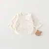 Camisa de Algodão Meia-Costas para Bebê, Classe A, Estação Primavera e Outono, Roupa Unissex para Bebê, Body para Recém-Nascido, Conjunto Sem Costura Estilo Monge