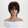 Peluca de pelo corto de comercio exterior de Europa y Estados Unidos para mujer, peluca de tocado de fibra química esponjosa de moda blanca plateada en stock, una generación de cabello