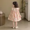 Vestido de Verano Floral para Niñas Estilo Nuevo Verano 2026 Vestido de Algodón y Seda para Niñas Pijamas Elegantes de Princesa para Niños Pequeños