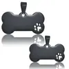 Venta al por mayor Transfronteriza Acero Inoxidable Etiqueta Cortada Huella de Pata Hueso Placa de Perro en Blanco Láser Metal DIY Etiqueta para Mascotas Anti-Pérdida