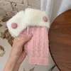 Guantes sin dedos de felpa dulce de moda para mujer, guantes cálidos de invierno de punto trenzado, venta al por mayor