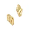 Pendientes de metal irregulares plisados de segunda mano europeos y americanos textura geométrica pendientes dorados diseño minimalista de nicho