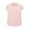 Fabricantes Mayoristas de Ropa para Mujer Transfronterizos 2026 Nuevas Blusas de Estilo Europeo y Americano con Textura de Satén de Seda y Botones Laterales