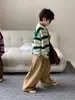 Suéter para Niños 2026 Estilo Invierno Niños y Niñas Estilo Coreano Rayado Tejido Superior Suéter Casual Holgado de Cuello Redondo para Niños