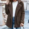 Nueva Chaqueta de Felpa con Botones de Piel para Mujer Otoño e Invierno Transfronteriza Europea y Americana Amazon Cuello Solapa Suéter Holgado de Terciopelo
