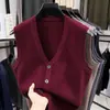 2027 Novo Colete de Tricô Masculino Roupa de Trabalho Business Cor Sólida Colete Cardigan de Tricô Comércio Exterior Atacado Vendas em Volume