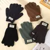 Guantes de Invierno para Hombre Transfronterizos Otoño e Invierno Tejidos Engrosados Tacto Terciopelo Pantalla Táctil Ciclismo Resistentes al Frío Estudiante Cálidos de Lana Color Sólido