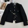 Jaqueta Curta de Gola Redonda de Alta Qualidade Estilo Novo Primavera e Outono para Mulheres, Top Tweed Exquisito Estilo Francês Petite para Mulheres