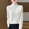 Suéter de punto raglán para mujer, nuevo estilo de lujo ligero para otoño e invierno, 100% lana, de cuello semi-alto, suelto y adelgazante, camisa base de punto