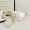 Nova bolsa infantil para menina, macia, fofa, com estampa de coelho de desenho animado, bolsa transversal casual, bolsa de cintura com estampa de estrela para menina, moda