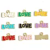 Accesorios para Joyería de Aleación DIY Letra Inglesa Amor Etiqueta Esmaltada Colgante Redondo Pulsera Llavero Collar Encanto