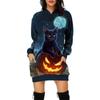 Suéter con capucha de manga larga y bolsillo casual para mujer con estampado de Diablo de Moda Europea y Americana Transfronterizo 2023