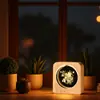 Luminária de Mesa Criativa de Cristal Luminoso com Artesanato de Gravação Interna 3D, Decoração de Base de Madeira, Presente, Presente de Aniversário