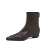 Botines Elásticos de 4 cm de Altura Interior para Mujer Botas Adelgazantes Otoño Invierno Nueva Llegada Punta Fina Tacón Medio Cremallera Gruesa Botas Elásticas Talla de Mujer 42