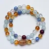 Cores Selvagens da PrimaveraPulseira de Cristal Natural Água-Marinha para Mulheres, Fashion e Luxuosa com um Toque de Alto Padrão, Atacado
