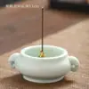 Mini Incensário Cerâmico Xianglong Pequeno para Uso Interno em Casa, Queimador de Porcelana Branca para Cerimônia do Chá Aromaterapia com Suporte para Incenso de Dragão Duplo
