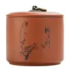 Tarro de Té de Arcilla Púrpura Ciruelo Orquídea Bambú Crisantemo Tarro Pequeño Sellado Caja de Té Pu'Er Té Negro Cerámica para el Hogar Almacenamiento Tarro de Té a Prueba de Humedad