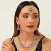 Collar, Pendientes, Cadena para la Frente Set Estilo Étnico Retro Transfronterizo Europeo y Americano, Colgante de Cuenta Redonda, Adecuado para Vestimenta Formal, Banquetes y Fiestas
