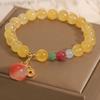 Pulsera Pequeña de Melocotón de Cobre para Mujer Pulsera de Citrino Imitación para Mujer Diseño de Nicho Ins Estilo Chino Nuevo Simple