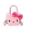 Bolsa de Mão Bordada de Gatinho Desenho Animado para Meninas, Estilo Princesa com Laço, Bolsa Transversal Infantil Fofa e Estilosa
