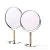 Espejo de escritorio redondo de metal CT espejo de maquillaje portátil giratorio de doble cara espejo de maquillaje Hogar Oficina Espejo de tocador grande espejo