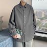 Camisa de manga comprida para meninos primavera e outono nova marca de moda solta plus size simples cor sólida casual camisa bonita jaqueta para homens