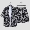 Hawaii Seaside Beach Holiday terno masculino solto plus size casal moda marca camisa de manga curta casual conjunto de duas peças