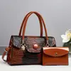Comércio Exterior Mais Vendido Bolsa Feminina Europeia e Americana Retrô Padrão Crocodilo Duas Peças Bolsa de Mão Outono e Inverno Nova Bolsa de Ombro Cruzada Almofada