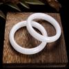 Pulsera de Mármol Blanco Natural Sin Caja, Pulsera Plana de Jade Natural para Mujer, Regalo para Personas de Mediana Edad y Mayores