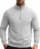 Moletom esportivo com zíper parcial e gola alta para comércio exterior transfronteiriço para homens, outono e inverno, cor sólida, raglan, corte solto, retalhos, blusa de moletom com zíper