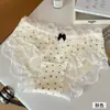 Pantaletas Antibacterianas Nuevas de Encaje con Adorno de Lazo 10A Algodón Puro en la Entrepierna Cintura Media Cómodas Agradables a la Piel de Niña Triángulo