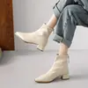 Botines de Punta de Moda para Mujer 2026 Otoño Nuevo Estilo Forrados de Borrego Tacón Grueso Elásticos Ajustados Botas de Tacón Alto Botas de Moda para Combinar con Faldas