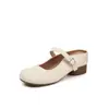 Versión de Cuero Suave ~ 7cm Pequeño Aumento de Altura Zapatos Mary Jane de Punta Cerrada sin Cordones para Mujer 2025 Versátiles para Viajar