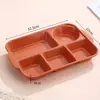 Plato Dividido para Cena de Alto Valor de Color para Adultos Reducción de Grasa Vajilla Luna Plato Separador para Desayuno Fideos Ensalada con Cuchillo, Tenedor y Cuchara