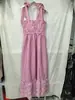 Ropa de Mujer Transfronteriza 2026 Verano Nuevo Producto Elegante Rayas Adelgazantes Lazo Vestido Midi 2298/088