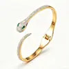 Suministro Exclusivo Transfronterizo de Pulseras Auténticas de Acero Inoxidable Impermeable Chapadas en Oro, Pulseras Ecológicas de Acero con Circonita, No se Desvanecen, de Acero de Titanio con Diseño de Serpiente