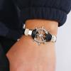 Pulsera de piel de vaca con timón estilo marino, tejida a mano, negra, sencilla y personalizada, para hombre, joyería de venta caliente transfronteriza