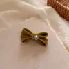 Grampo de Cabelo Veludo Retro Laço Strass Pérola Exquisito Diamante Presilha para Franja Lado da Testa Feminina Grampo Bico de Pato