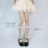 Calcetines de encaje hasta la pantorrilla lolita primavera y verano calcetines lolita finos jk calcetines de tubo dulces con lazo apilados