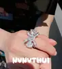 Collar con gemas y arcoíris de sombra de agua de lago, diseño LULU, pendientes con corte de circonita y arco bañados en oro de 18 quilates