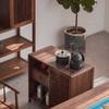 Gabinete de té de Nogal Negro Norteamericano Gabinete Lateral de Madera Maciza para Té con Hervidor Integrado para Hervir Agua, Mesa Lateral de Té para Sala de Estar