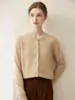 Nuevo cárdigan de punto 100% cachemira pura para mujer, cuello redondo, color liso, abrigo de punto, suéter exterior suelto y sencillo para otoño e invierno