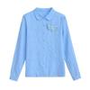 Roupas de Outono 2026 Nova Camisa de Algodão Puro Bordada em Jacquard para Mulheres, Camisa Feminina 100% Algodão, Blusa Fina Elegante de Manga Longa