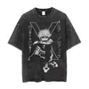 Camiseta Lavada Hunter X Hunter Hombre Estampado Anime Algodón Vintage
